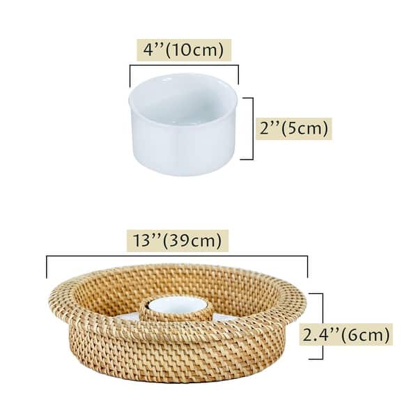 Rattan Chip and Dip Serving Tray (Mother of Pearl Inlay Bottom) - 13 ...