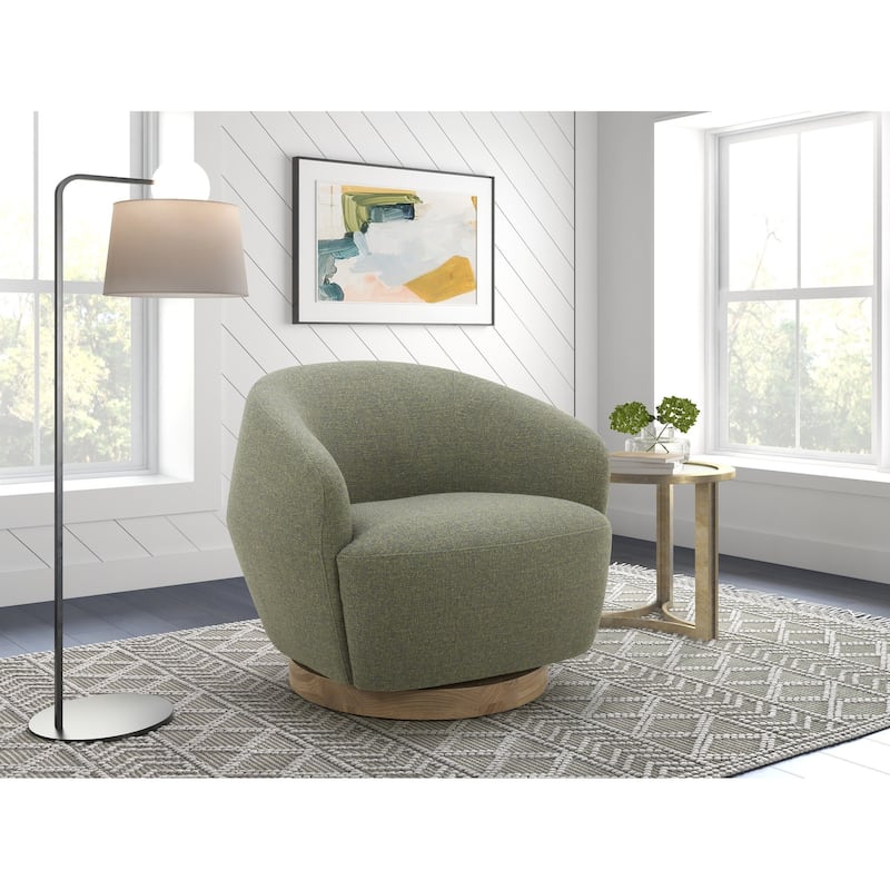 Divani Casa Agatha Modern Hemp Fabric Swivel Accent Chair