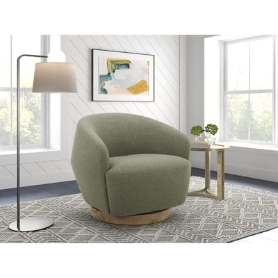 Divani Casa Agatha Modern Hemp Fabric Swivel Accent Chair