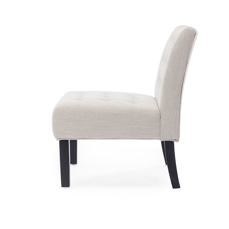 Beige 23" Button Tufted Accent Chairs (Set of 2)