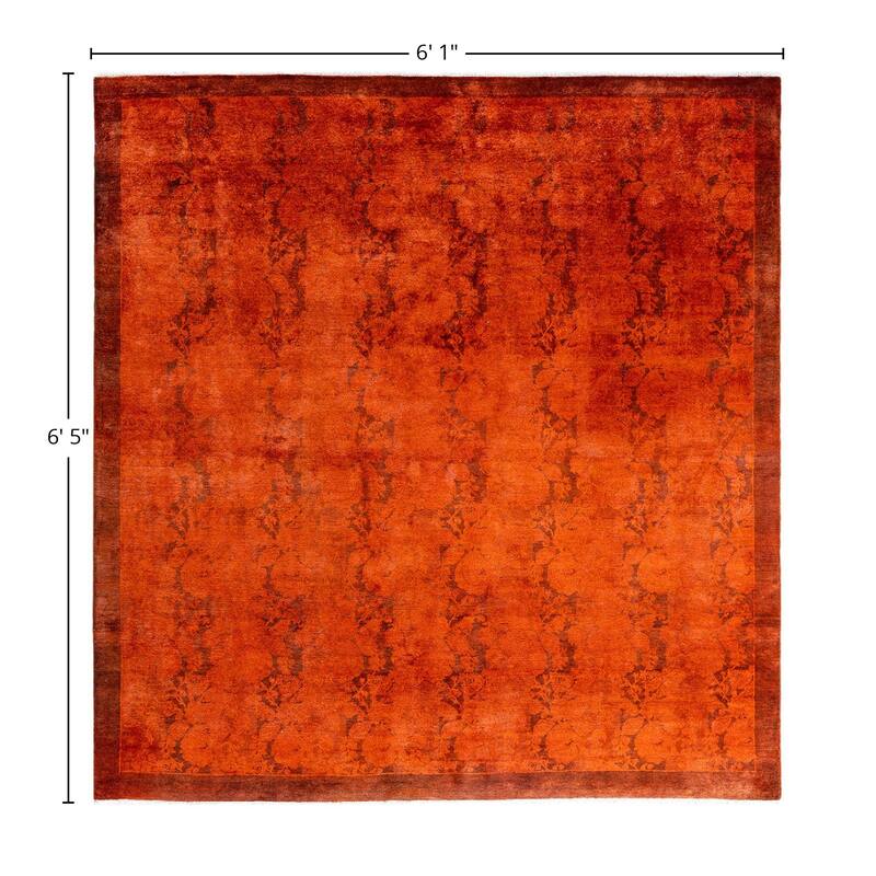 Fine Vibrance One-of-a-Kind Hand-Knotted Area Rug - Orange, 6' 1" x 6' 5" - 6' 1" x 6' 5"