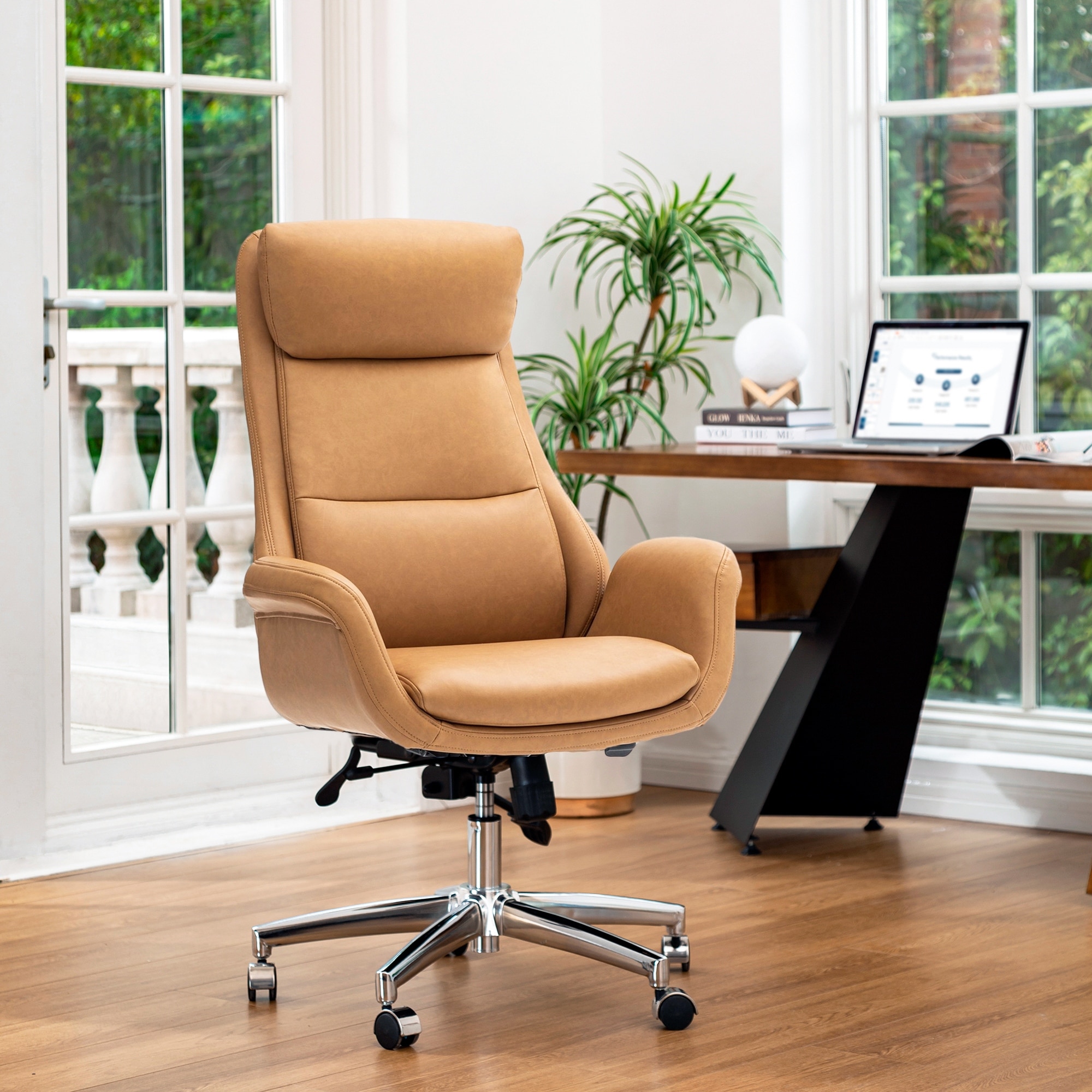 柔らかい Adjustable Back High Modern Glitzhome Swivel Chair Office Windowsノート本体