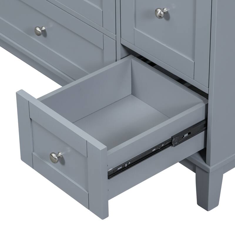 Modern 36-Inch Bathroom Vanity with USB Drawer Charging, Solid Wood Base, and Painted Finish(Sink not included) - 17.5in L