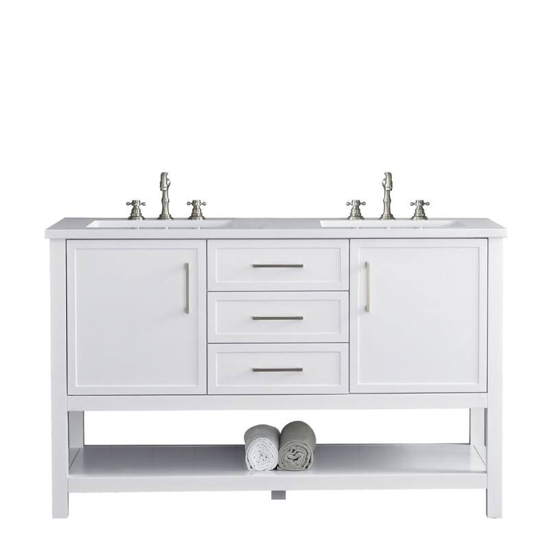 Sudio Design Arlo 54" Double Bathroom Vanity - 54" Double Sink - White