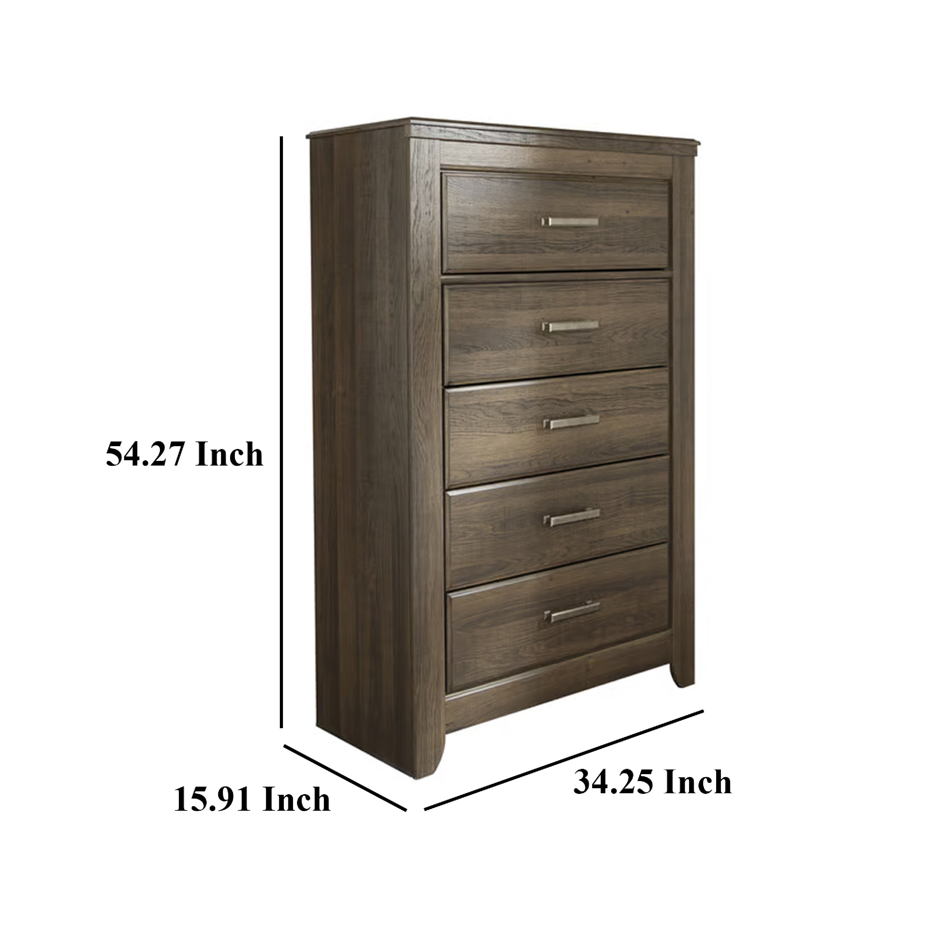 tall dresser dark brown Ashley Rye Chest | 5 Drawer which gives way to