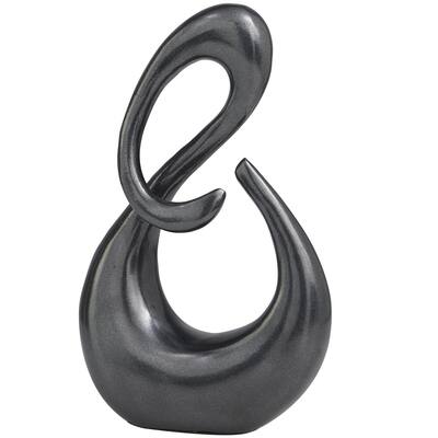 Aluminum Metal Abstract Swirl Decorative Sculpture - Gold, Dark Gray - Roche River Decor