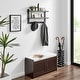 preview thumbnail 4 of 17, Danya B. 2-Tier Wall Shelf with 5 Hanging Hooks - Entryway or Bathroom