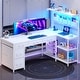 preview thumbnail 50 of 72, L Shaped Computer Desk 5 fabric Drawers Gaming Desk Storage Shelf 47.2" - White
