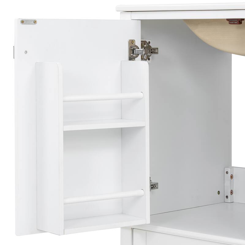 GDFStudio - Lumia Transitional Space Saving Freestanding Bathroom Vanity Cabinet with Ceramic Sink and Soft Close Storage