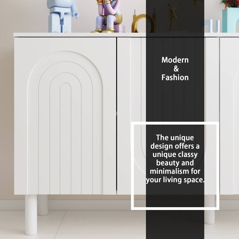 Cupboard Sideboard Storage Cabinet with 4 Doors Pop-up Design,Lacquer