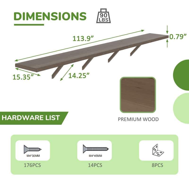 VEIKOUS Wooden Greenhouse Shelves, Heavy-Duty Storage Shelving for Wooden Greenhouses, 5 Available Sizes