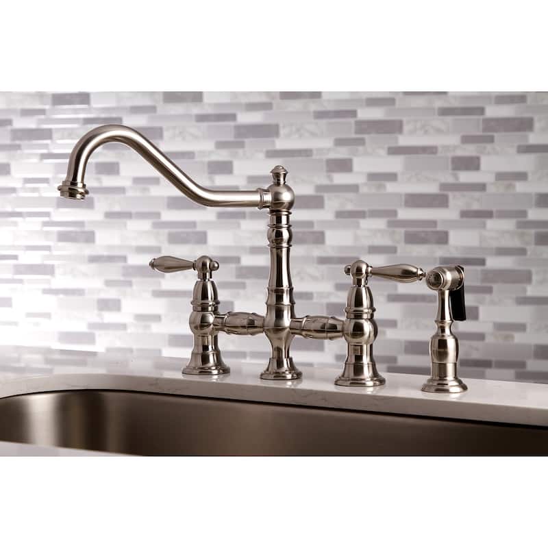 Kingston Brass Restoration Kitchen Faucet with Side Sprayer - Brushed Nickel