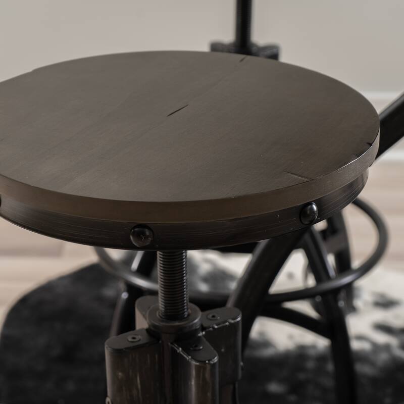 Linon Caverly Steel/Wood Industrial 5-Piece Adjustable Round Bar Stool Set