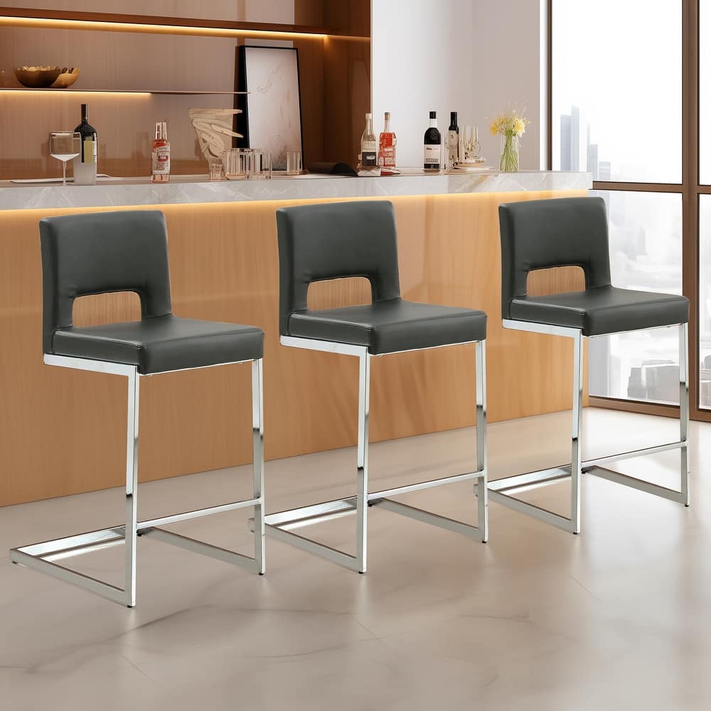 26" Counter Height Bar Stools Set of 2/3 with Metal Frame - 18"W x 23"D x 37.6"H