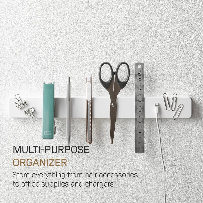 Yamazaki Home Magnetic Knife Rack, ABS Plastic, 6 knives (10.6 oz each), Holds 4.4 lbs - L 0.67 x W 13.78 x H 1.57 inches