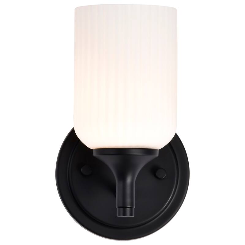 Solara 1 Light Wall Sconce Matte Black Finish Frosted Ribbed Glass - Matte Black
