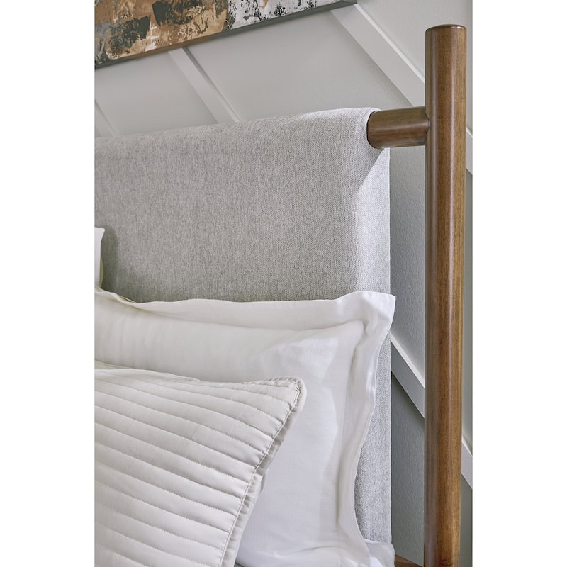 Signature Design by Ashley Lyncott Gray/Brown Upholstered Panel Bed