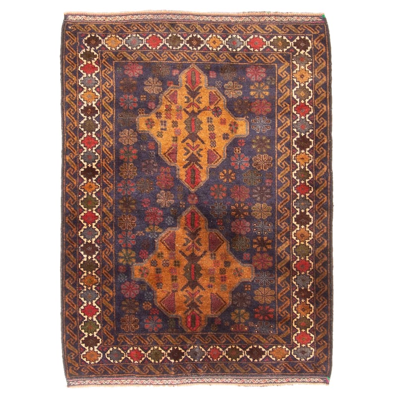 ECARPETGALLERY Hand-knotted Teimani Dark Navy Wool Rug - 2'8 x 3'7