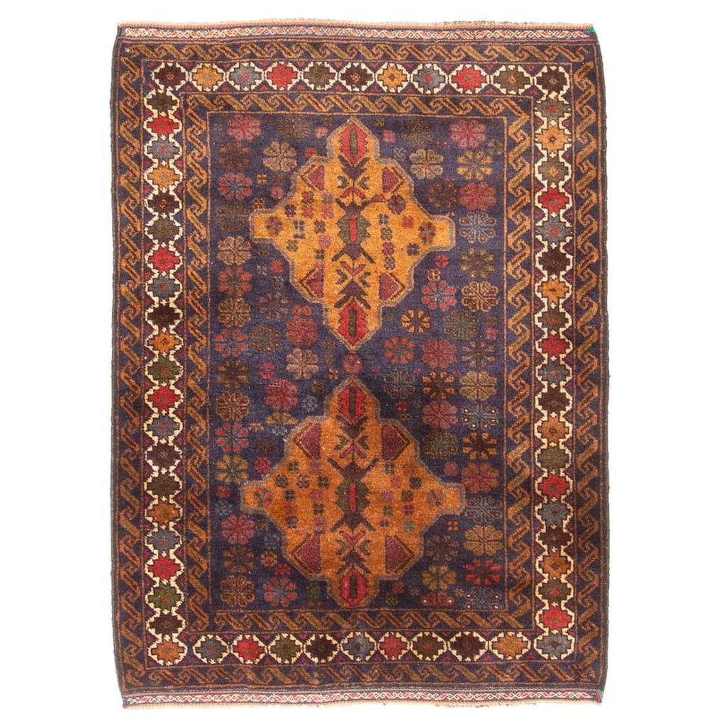 ECARPETGALLERY Hand-knotted Teimani Dark Navy Wool Rug - 2'8 x 3'7