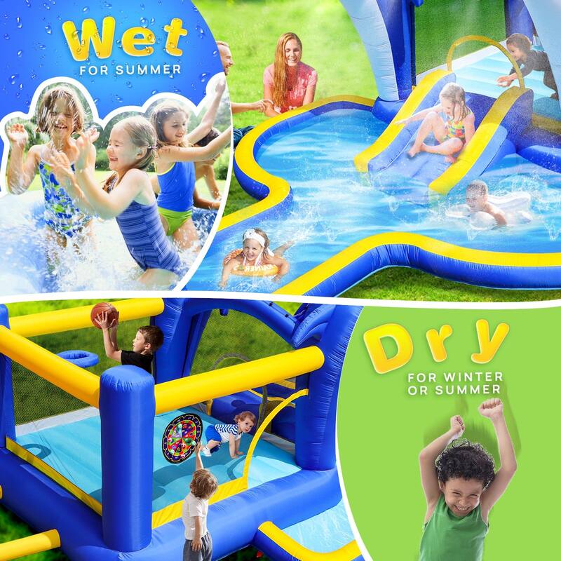 8 in1 Inflatable slide water park trampoline bouncing house outdoor garden