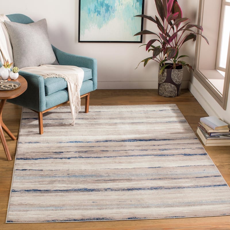 Livabliss Roma Modern Striped Area Rug - Blue/Grey - 5' 3" x 7' 1"