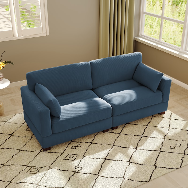 Modern Corduroy Modular Couch Sectional Sofa With Pillows