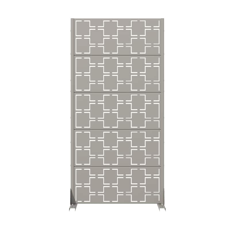 Modern Metal Privacy Screen Outdoor Decorative Partition with Stable Base Hanging Plant-Friendly Panel - 60"H x 30"W
