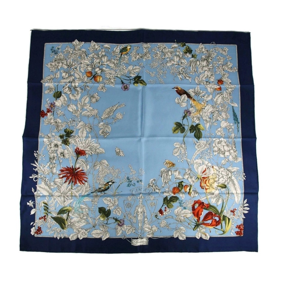 gucci blue silk scarf