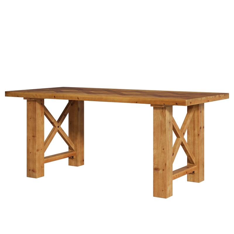 63-Inch Dining Table for 4-6, Solid Wood Kitchen Table for Dining Room, Living Room