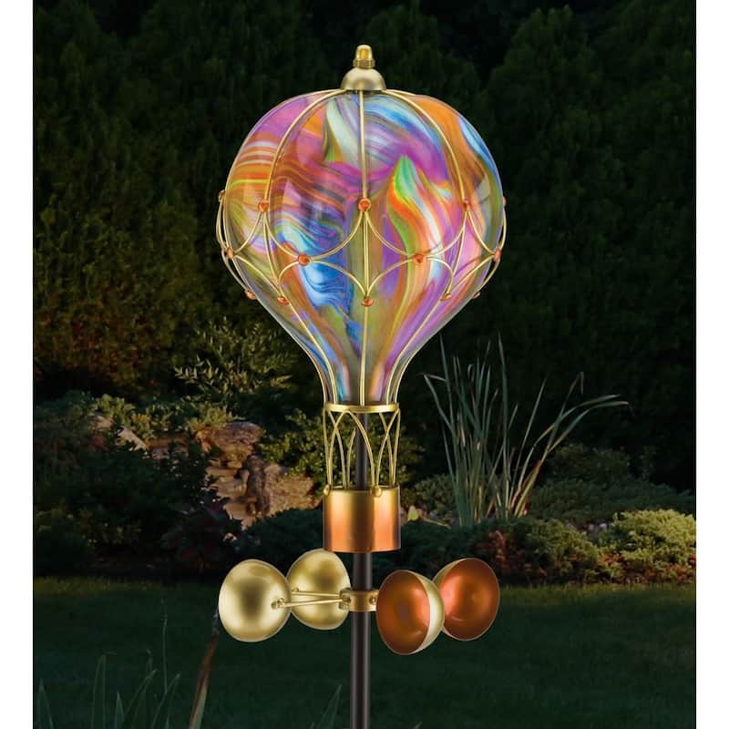 Swirl Balloon Spinner Solar Stake - Orange