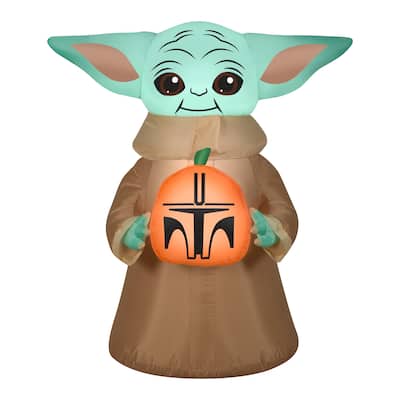National Tree Company Halloween Inflatable Decoration, Green, Baby Yoda, Self Inflating, Plug In, 42 Inches - 42 in
