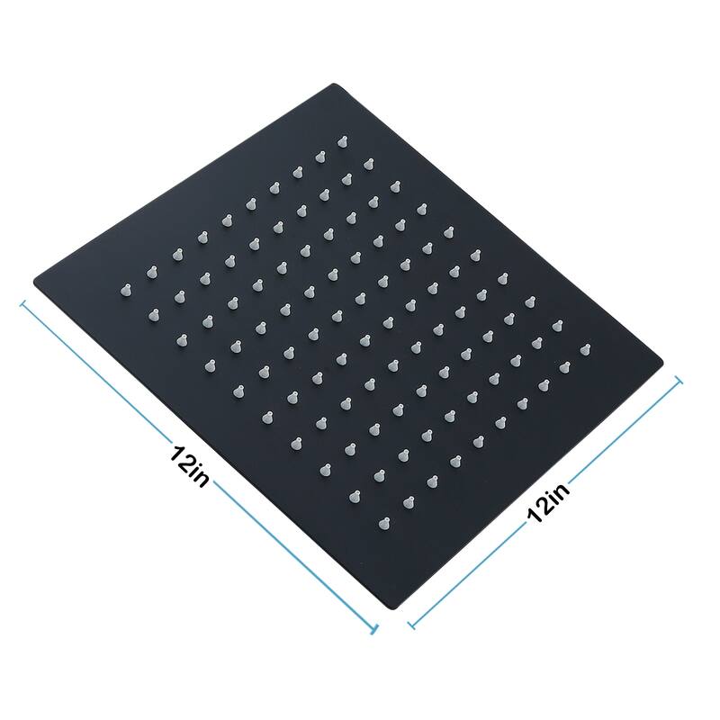 Super-thin 12'' Rotatable High Pressure Rain Shower Head with Self-Cleaning and Aerating Technology in Black / Gold