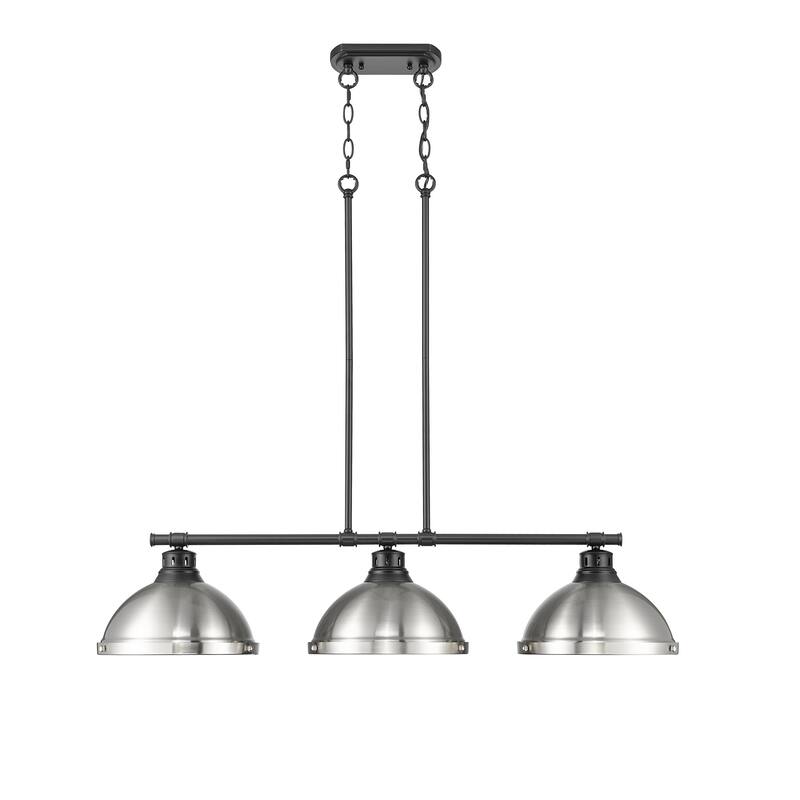 Yep by Golden Lighting Duncan 3-light Island Light in Matte Black and Pewter shade