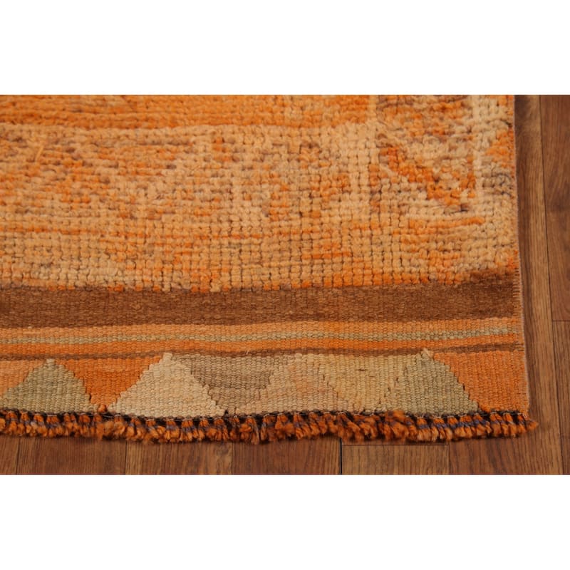Orange Anatolian Oriental Vintage Runner Rug Handmade Wool Carpet - 2'10"x 12'3"