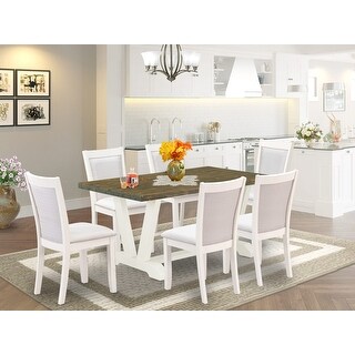 East West Furniture 7 Piece Dining Table Set- a Dining Table and 6 ...