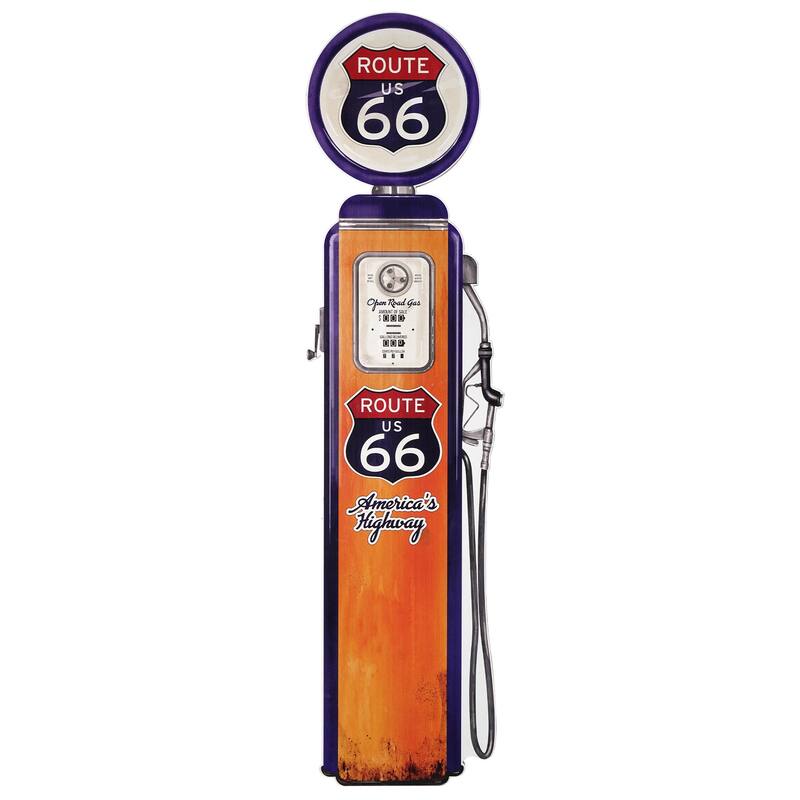 Licensed Route 66 America's Highway Gas Pump Wall Plaque, 62"x17" - 60.5" x 14.75"