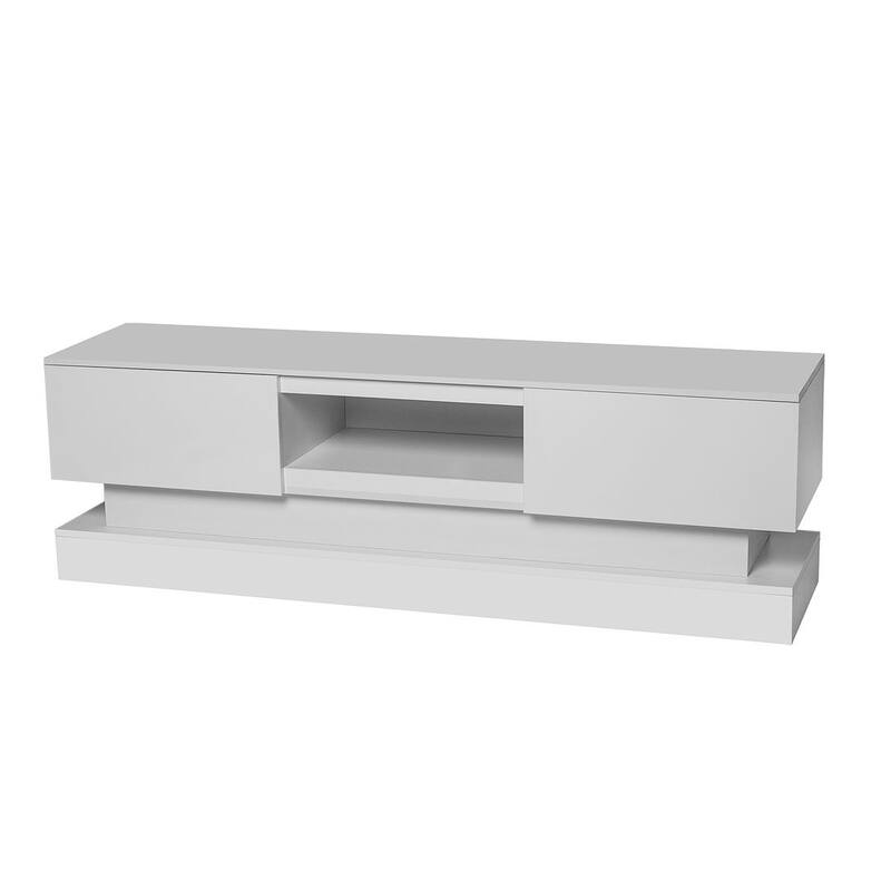 Modern TV Stand with LED Lights and High Gloss Front