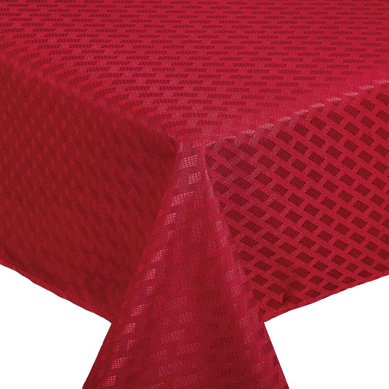 Violet Linen Christmas Novelties Ribbed Striped Pattern Tablecloth - 52" X 70" - Red