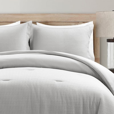 Lush Decor Haniya Solid Waffle Woven Cotton Textured Comforter Set