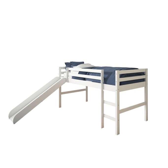 Donco Kids Tent Twin Low Loft Bed with Slide