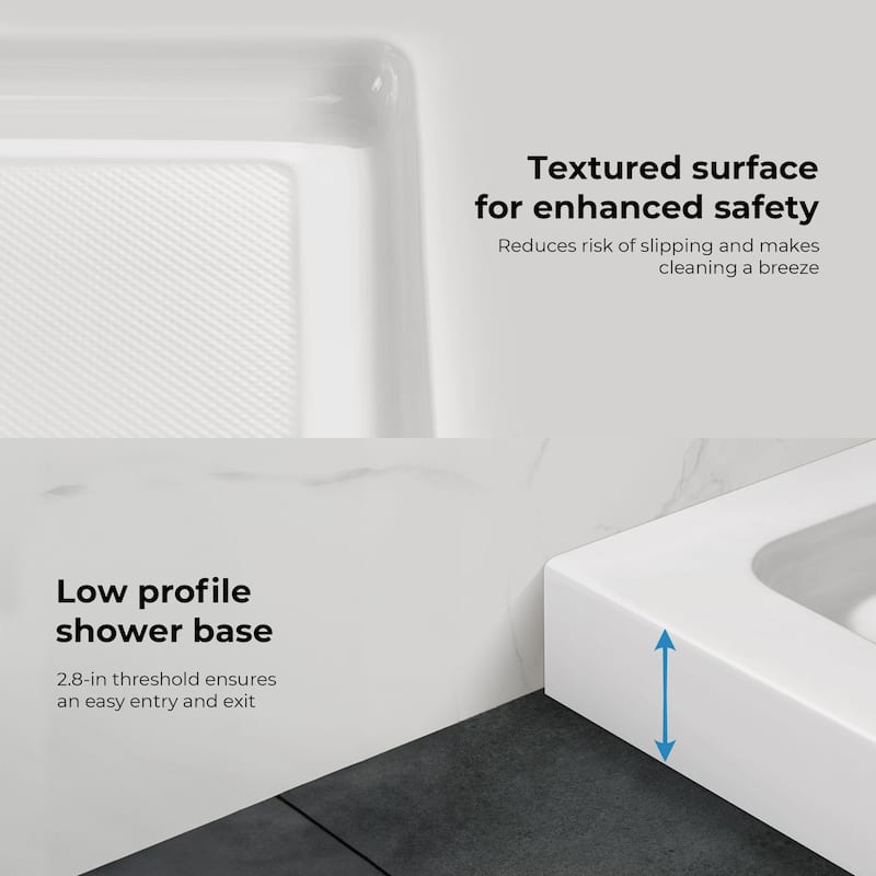 OVE DECORS Adena White Shower Base 60x36 in white