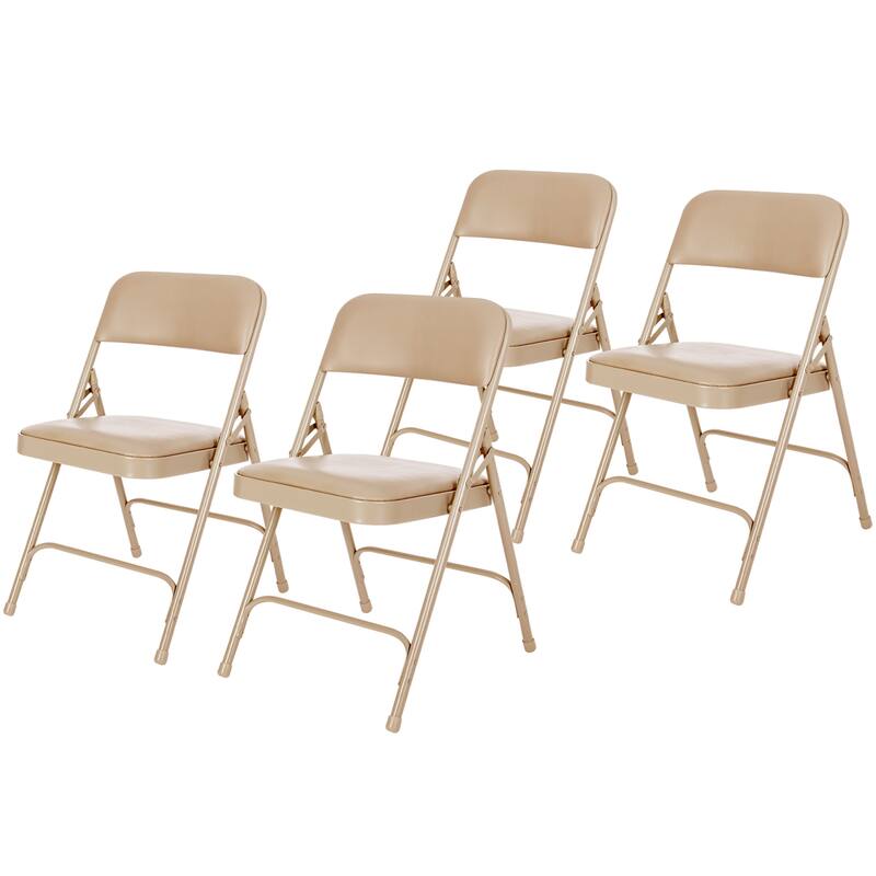 4 Pack Hampden Furnishings Bernadine Collection Vinyl Padded Folding Chair - Beige