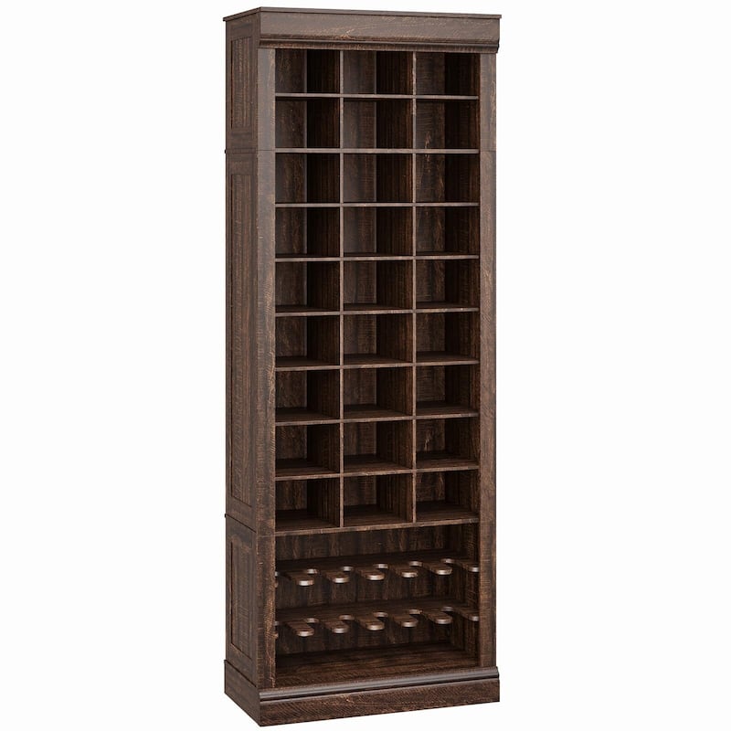10-Tier Tall Shoe Cabinet with Boot Rack & 27 Cubbies