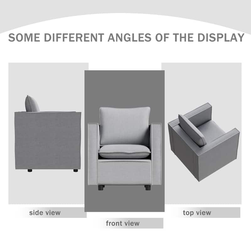Linen Armchair with Soft Foam Cushion & Modern Frame