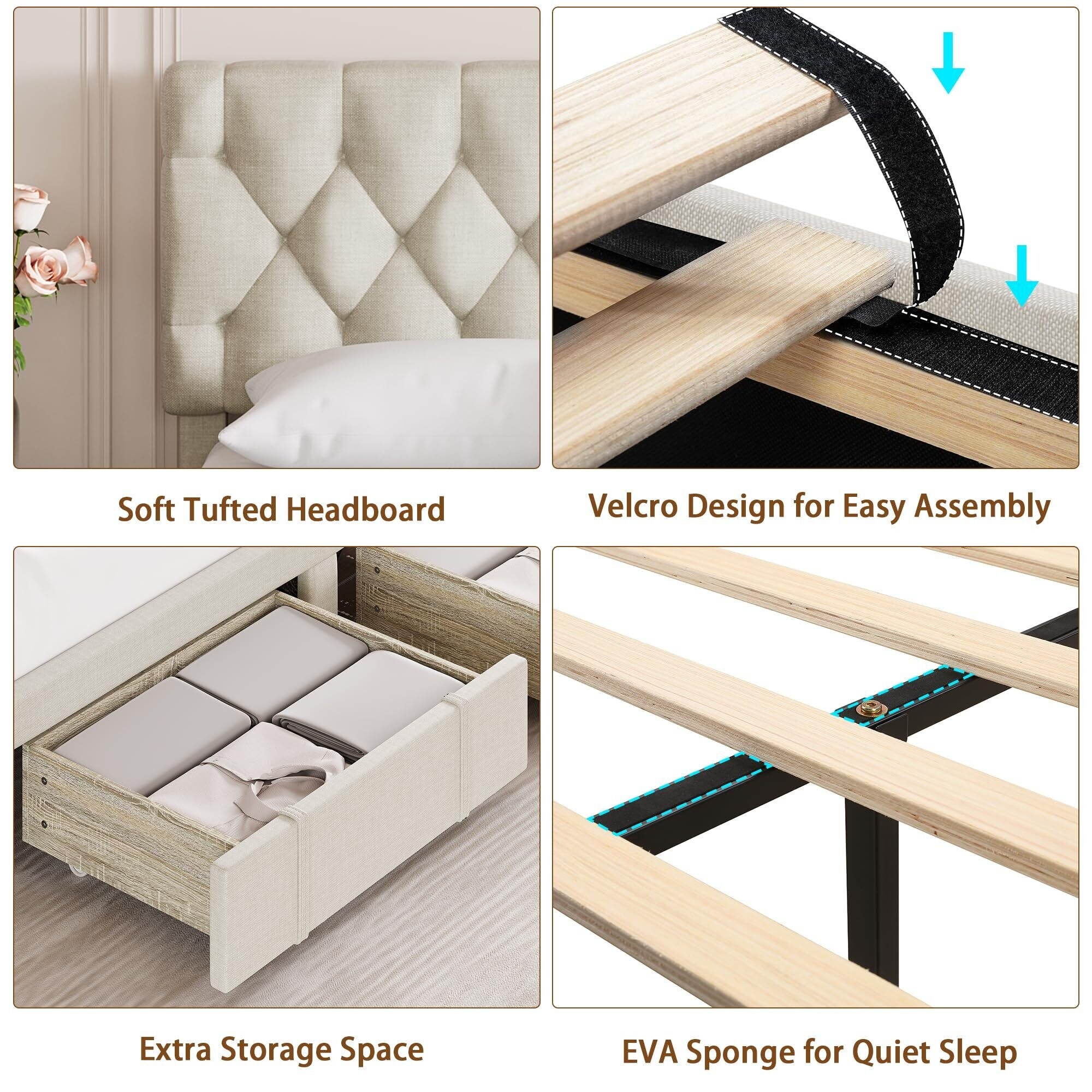 Full Size Bed Frame with 2 Storage Drawers - Bed Bath & Beyond