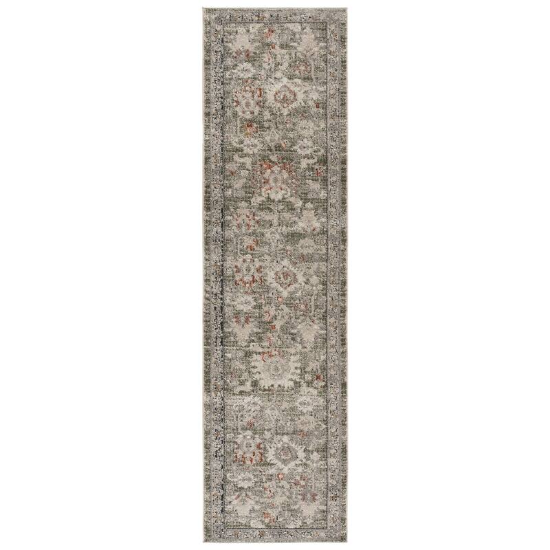 SAFAVIEH Grove Lieschen Traditional Floral Rug - 2'2" x 8' Runner - Green/Grey