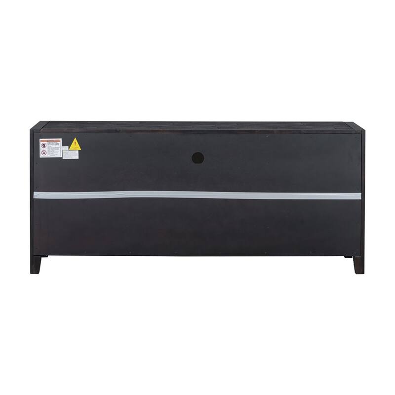 Distressed Wood TV Stand with 6 Drawers and 3 Shelves