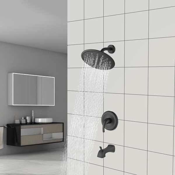 Proox 9 inch Wall Mounted Rainfall Shower Trim Kit w/ Bath Tub Sprout ...