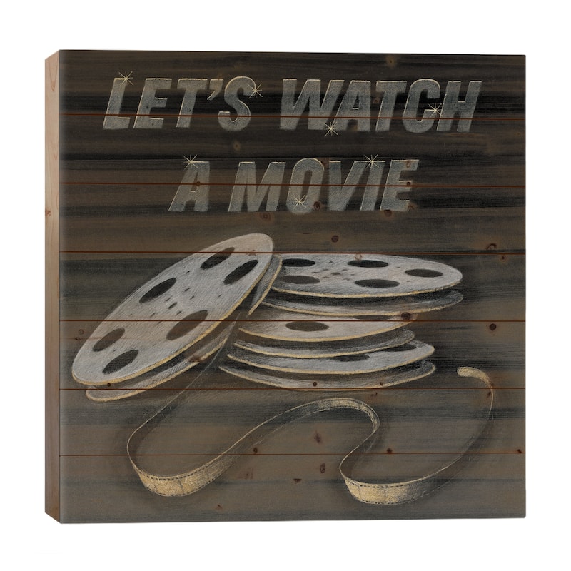 Lets Watch a Movie Print On Wood by Wild Apple Portfolio - Multi-Color - 26x26x1.5