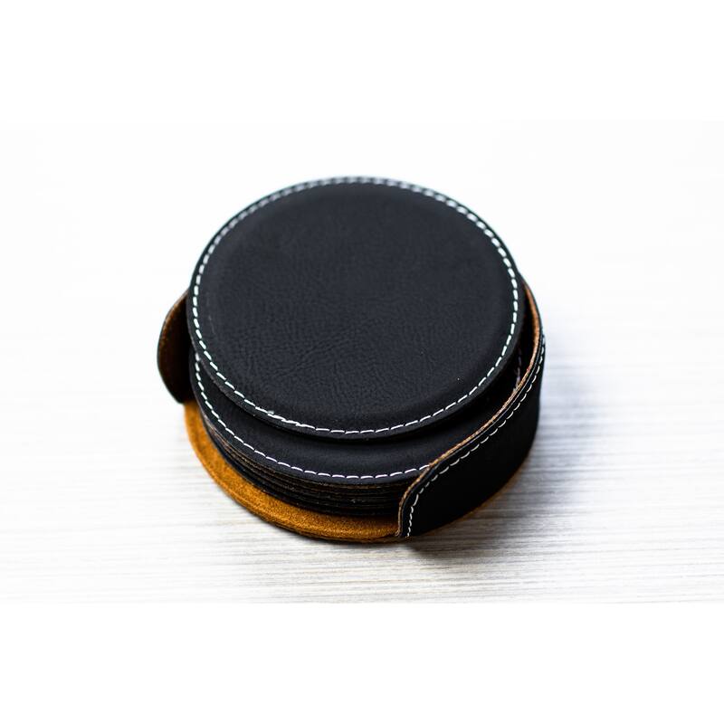 Cute Sheepdog Sleeping Dog Coaster - Set of 6 - BLACK